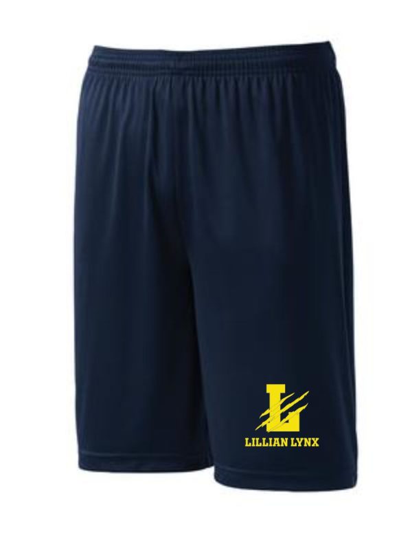 #45- Navy Dryfit Shorts- Printed (Logo #1)