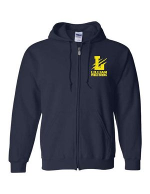 #37- Navy Full Zip- Printed (Logo #1)