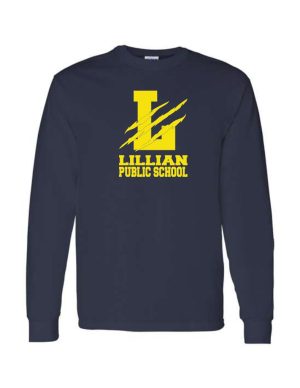 #10- Navy Cotton Long Sleeve Tee- Printed (Logo #1)
