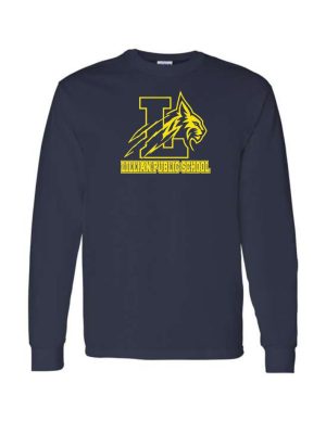 #13- Navy Cotton Long Sleeve Tee- Printed (Logo #2)