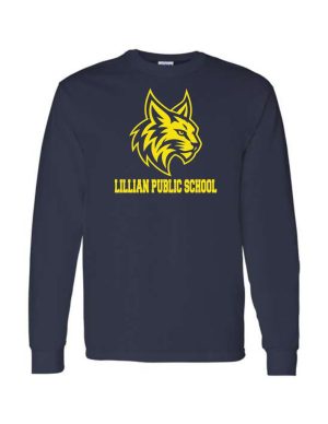 #16- Navy Cotton Long Sleeve Tee- Printed (Logo #3)